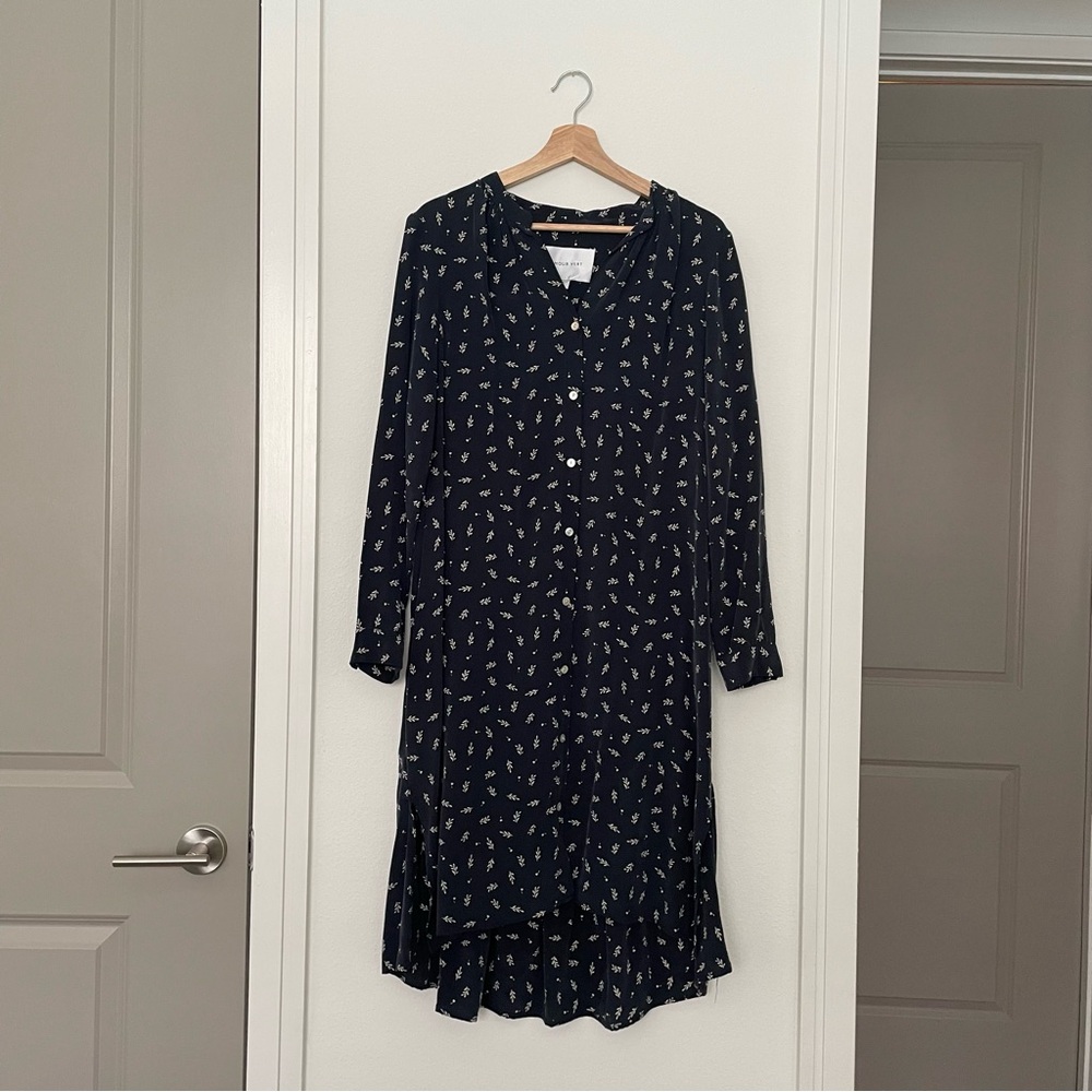AMOUR VERT • silk navy patterned midi dress
